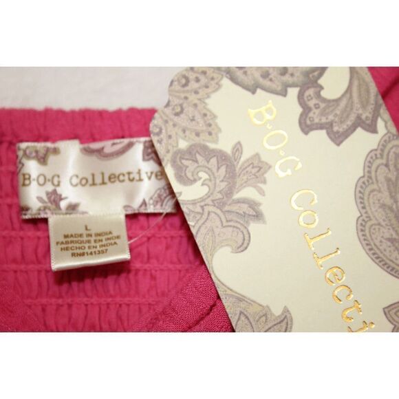 B O G Collective Pink Peasant Crop Top - Picture 7 of 10